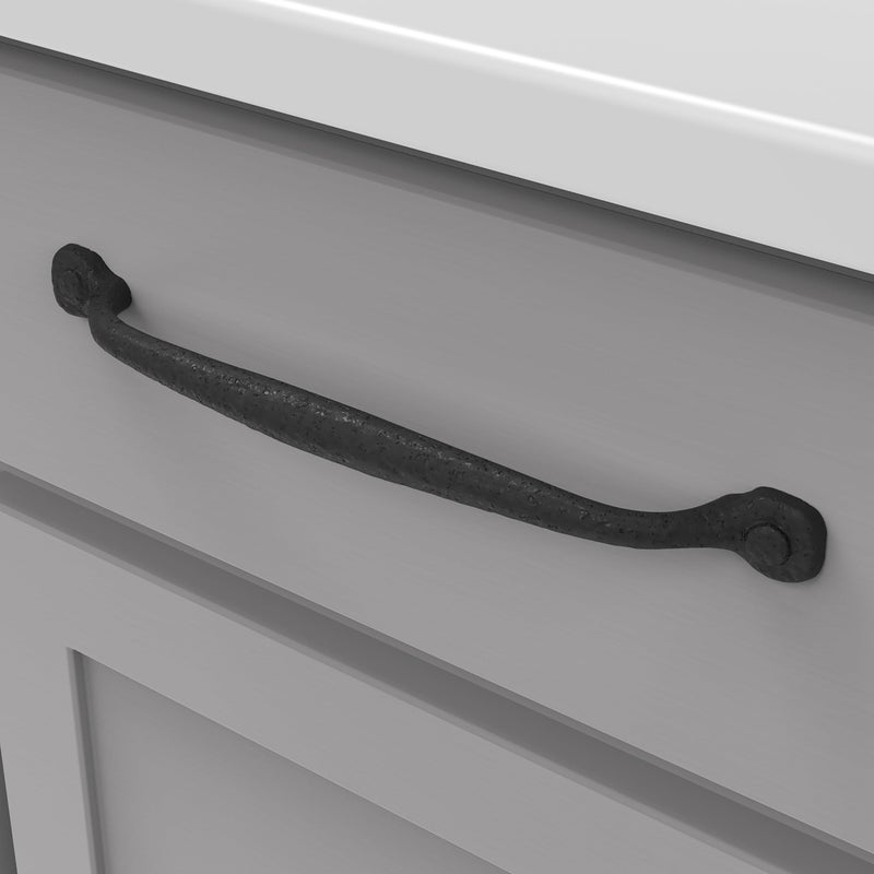 Hickory Hardware 1 Pack Solid Core Kitchen Cabinet Pulls, Luxury Cabinet Handles, Hardware for Doors & Dresser Drawers, 8-13/16 Inch (224mm) Hole Center, Black Iron, Refined Rustic Collection - Image 4